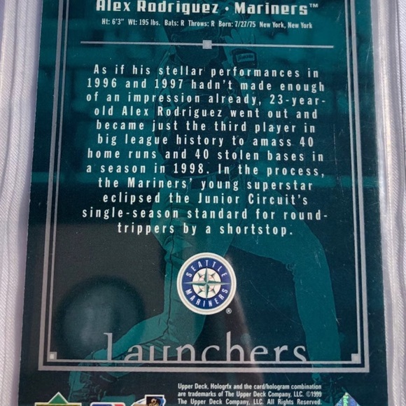 1999 Alex Rodriguez hologram card by Upper Deck Open to reasonable offers - Picture 8 of 11